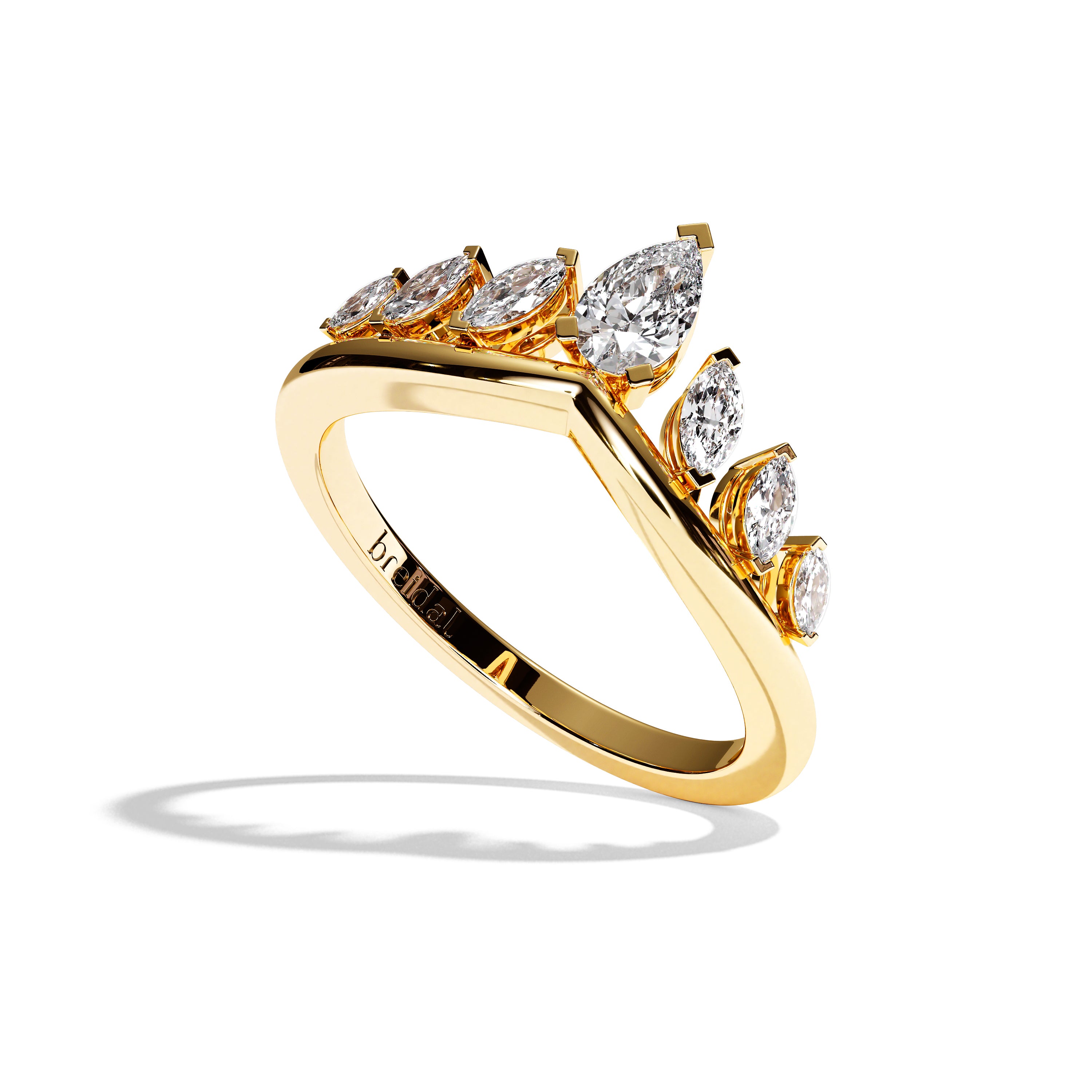 Bague en V incurvée Diamant - Majestueuse