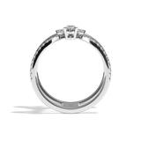 Bague double anneau diamant poire / navette or blanc - Affectueuse pavée