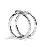 Bague double anneau diamant poire / navette or blanc - Affectueuse pavée