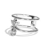 Bague double anneau diamant poire / navette or blanc - Affectueuse