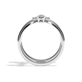Bague double anneau diamant poire / navette or blanc - Affectueuse
