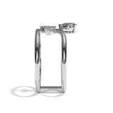 Bague double anneau diamant poire / navette or blanc - Affectueuse