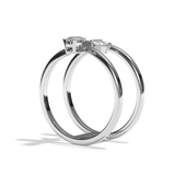 Bague double anneau diamant poire / navette or blanc - Affectueuse
