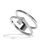 Bague double anneau diamant poire or jaune - Heureuse pavée