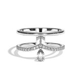 Bague double anneau diamant poire or jaune - Heureuse pavée
