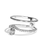 Bague double anneau diamant poire or jaune - Heureuse pavée