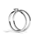 Bague double anneau diamant poire or jaune - Heureuse pavée