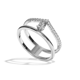 Bague double anneau diamant poire platine - Réconfortante pavée