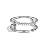 Bague double anneau diamant poire platine - Réconfortante pavée