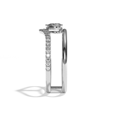 Bague double anneau diamant poire platine - Réconfortante pavée