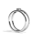 Bague double anneau diamant poire platine - Réconfortante pavée