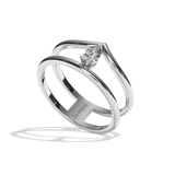 Bague double anneau diamant poire platine - Réconfortante