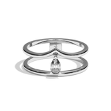 Bague double anneau diamant poire platine - Réconfortante
