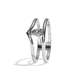 Bague double anneau diamant poire platine - Réconfortante
