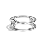 Bague double anneau diamant poire platine - Réconfortante