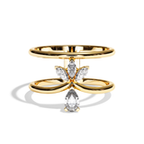 Bague Double Anneau Diamant Poire / Navette - Affectueuse