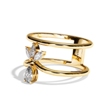 Bague Double Anneau Diamant Poire / Navette - Affectueuse