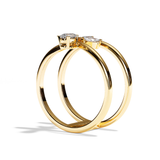 Bague Double Anneau Diamant Poire / Navette - Affectueuse