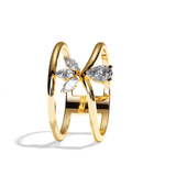 Bague Double Anneau Diamant Poire / Navette - Affectueuse