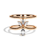 Bague Double Anneau Diamant Poire / Navette - Affectueuse