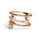 Bague Double Anneau Diamant Poire / Navette - Affectueuse