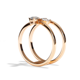Bague Double Anneau Diamant Poire / Navette - Affectueuse