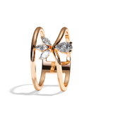 Bague Double Anneau Diamant Poire / Navette - Affectueuse