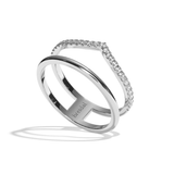 Bague double anneau platine - Réconfortante pavée