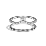 Bague double anneau platine - Réconfortante pavée