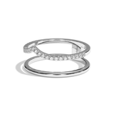 Bague double anneau platine - Réconfortante pavée
