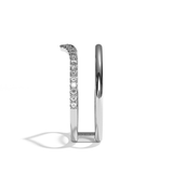 Bague double anneau platine - Réconfortante pavée