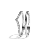 Bague double anneau platine - Réconfortante pavée