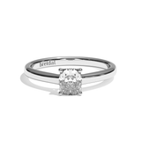 Bague solitaire diamant coussin or blanc - Précieuse