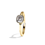Bague solitaire diamant coussin or blanc - Élégante