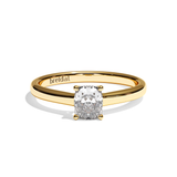 Bague solitaire diamant coussin or blanc - Précieuse