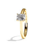 Bague solitaire diamant coussin or blanc - Précieuse