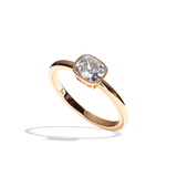 Bague solitaire diamant coussin or blanc - Élégante