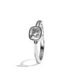 Bague solitaire diamant coussin or blanc - Élégante