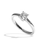 Bague solitaire diamant coussin or blanc - Précieuse