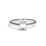 Bague solitaire diamant émeraude or blanc - Précieuse