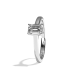 Bague solitaire diamant émeraude or blanc - Précieuse