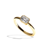 Bague solitaire diamant émeraude or blanc - Élégante