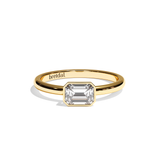 Bague solitaire diamant émeraude or blanc - Élégante