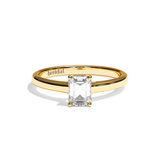 Bague solitaire diamant émeraude or blanc - Précieuse