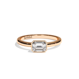 Bague solitaire diamant émeraude or blanc - Élégante