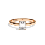 Bague solitaire diamant émeraude or blanc - Précieuse