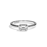 Bague solitaire diamant émeraude or blanc - Élégante
