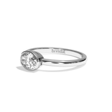 Bague solitaire diamant oval or blanc - Élégante