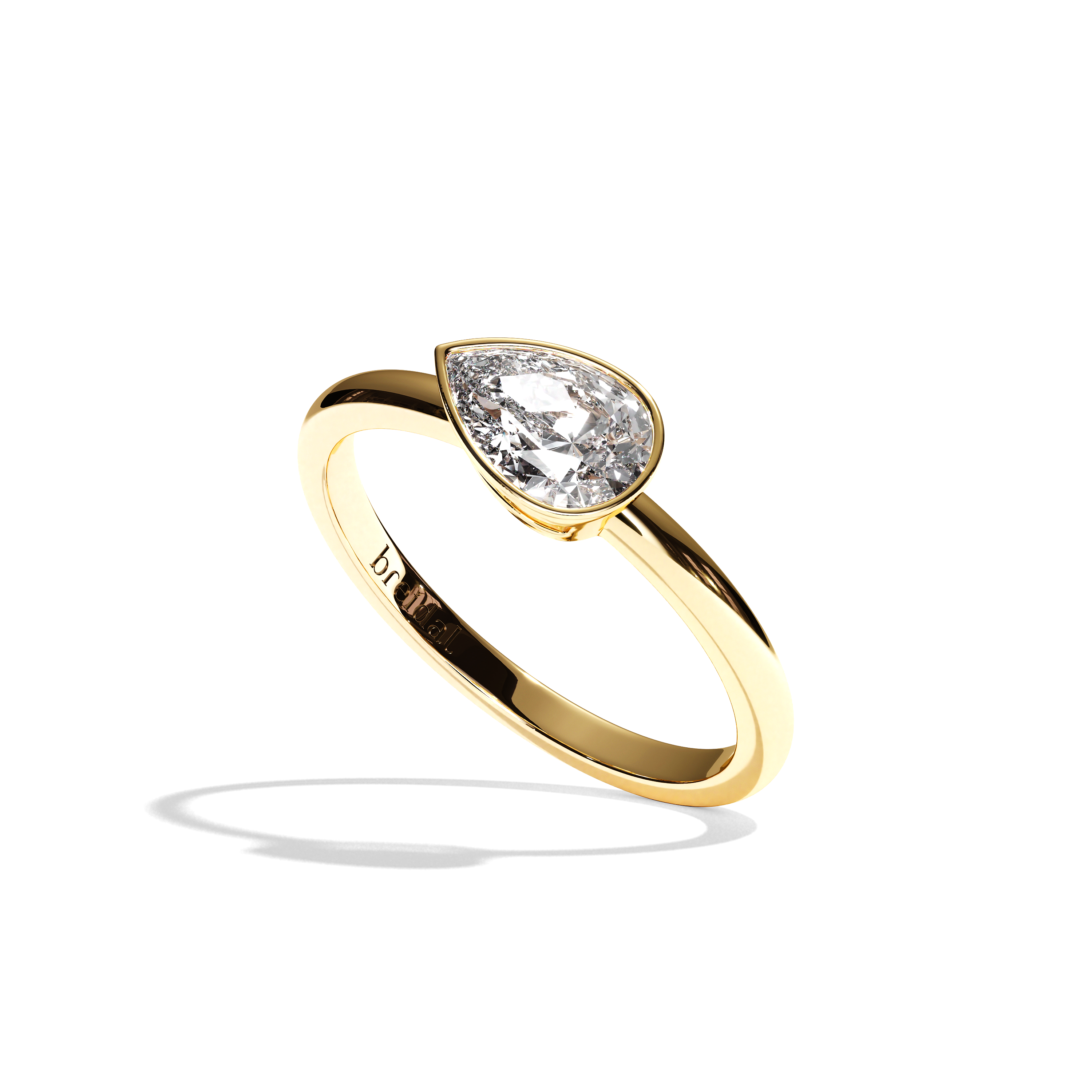 Bague solitaire diamant poire or rose - Élégante