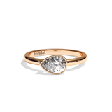 Bague solitaire diamant poire or rose - Élégante